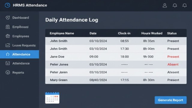HRMS attendance screen